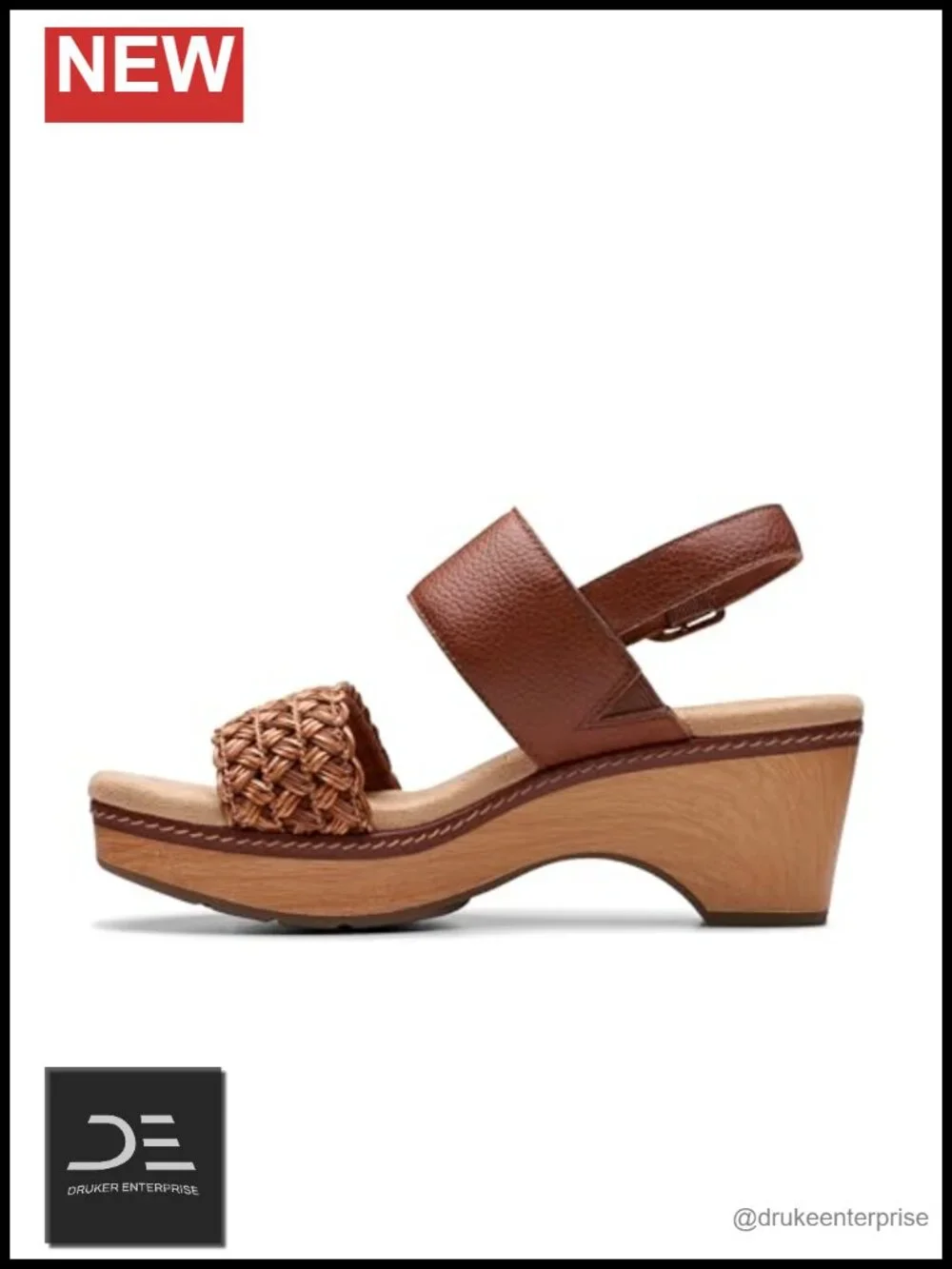 Clarks Women's Seannah Step Wedge Sandals Leather Adjustable Buckle